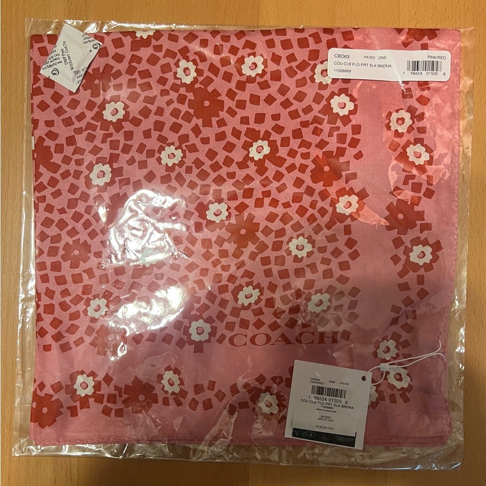 NWT Coach Country Club Floral Print Silk Bandana - Picture 7 of 15